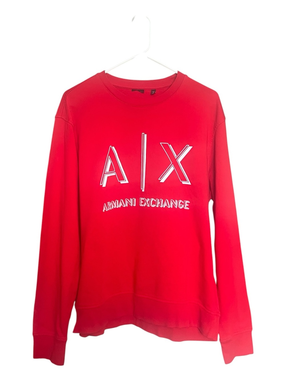 Armani Exchange A/X Sweatshirt Pullover Logo Designer Casual Classic Red SZ L